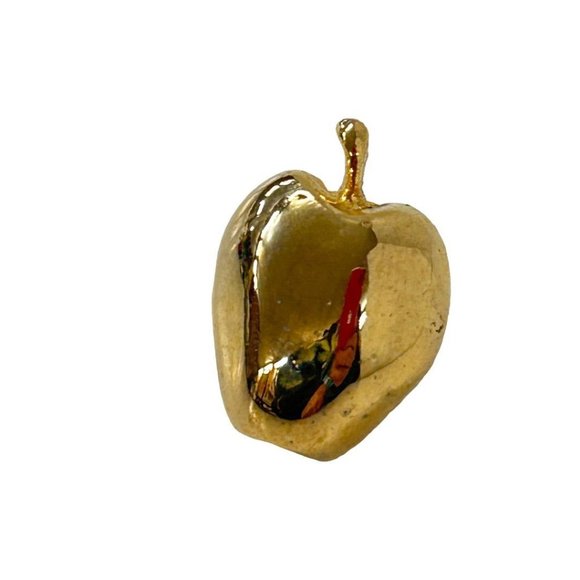 Vintage Signed Jubilee Apple Lapel Pin Goldtone .5 x .75" - Picture 1 of 6
